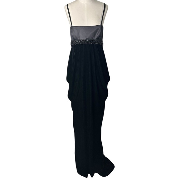 Escada Black  Velvet Elegant Cocktail  Ruched Maxi Dress Sz 36 - Picture 3 of 14